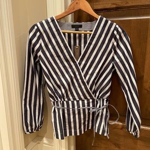 J. Crew striped Faux wrap Top Sz 2 NWT